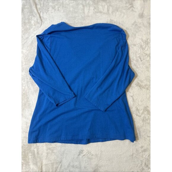 Soft Surroundings 3X Blue Pima Cotton Surplice V-Neck Top - Picture 9 of 10